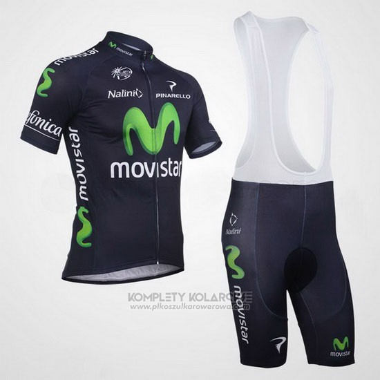 2013 Odziez Rowerowa Movistar Czarny Krotkie Rekawy i Rowerowe Szelkach